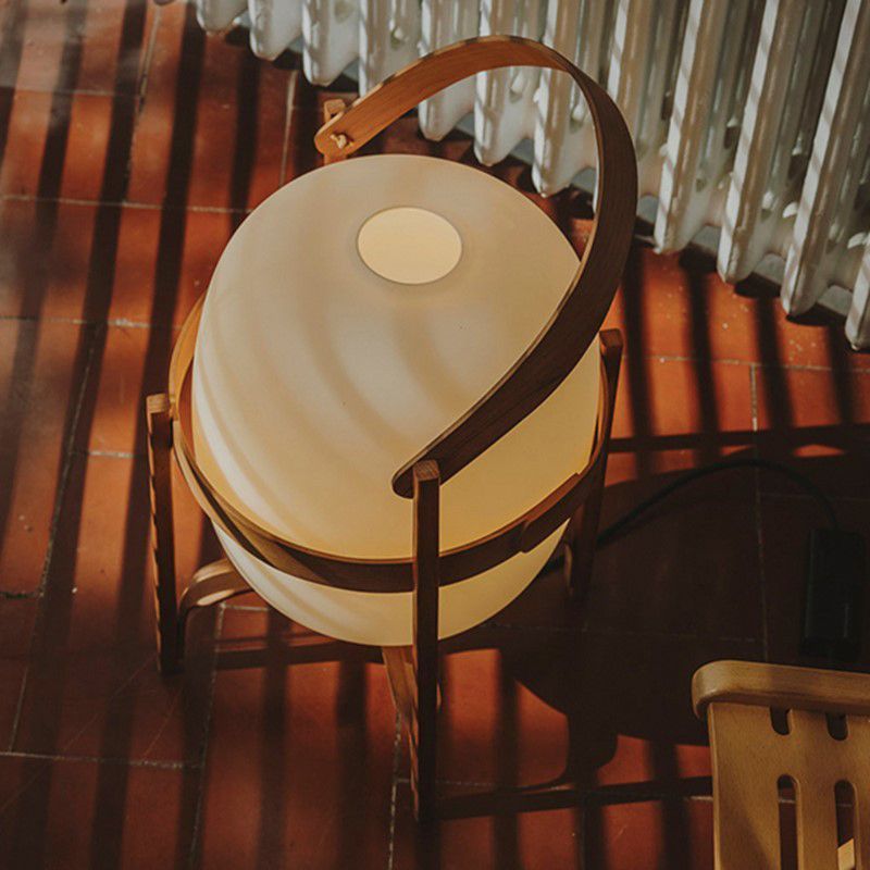 Ozawa Floor Lamp, Wood and Glass Design