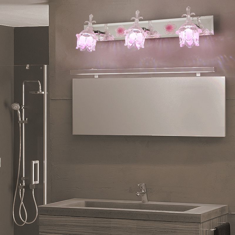 Félicie flower wall lamp, pink bathroom lighting.