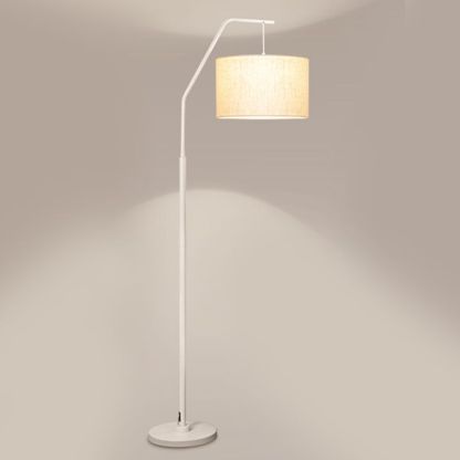 Eryn Cylinder Floor Lamp: White metal and fabric shade