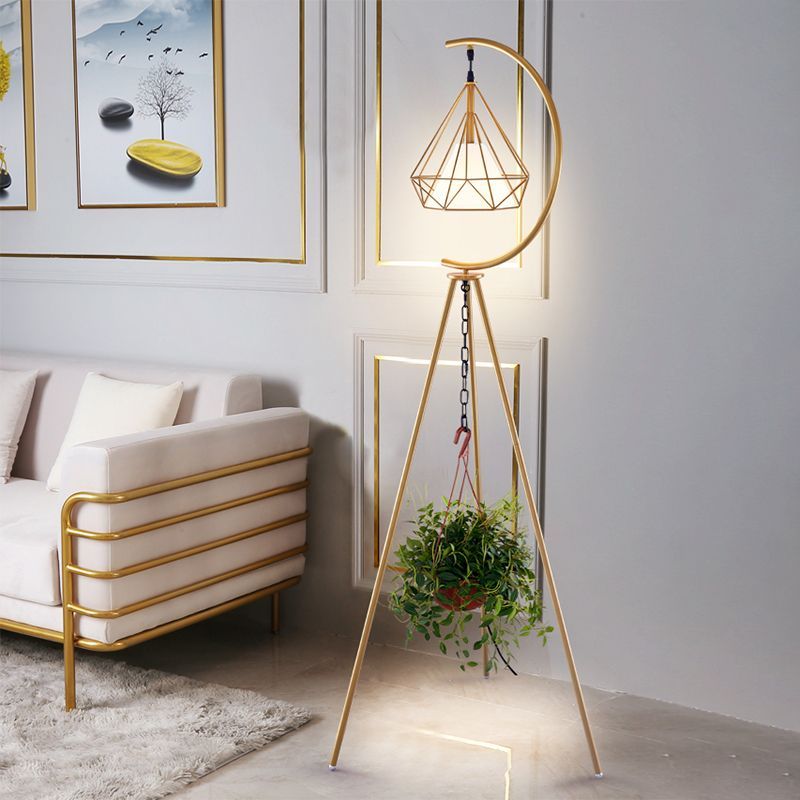 Eryn Diamond Floor Lamp: Modern Lighting with Plant Holder