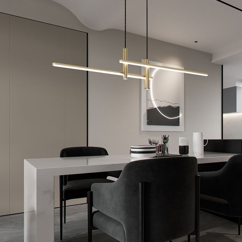 Edge Modern Metal Linear Pendant Light Dining Room