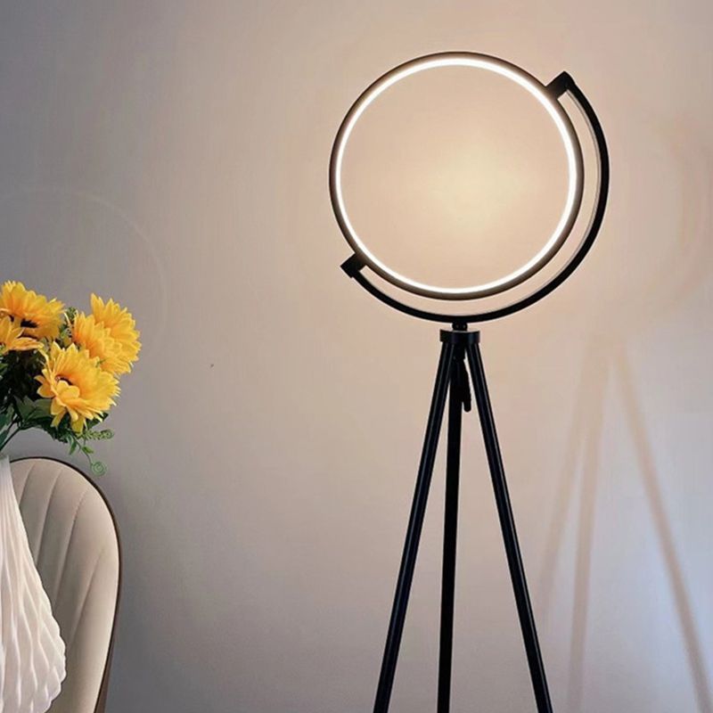 Salgado modern tripod floor lamp with circular light design