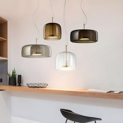 Glass pendant lights above kitchen island Minimalist Cylindrical Metal/Glass Pendant Light, Kitchen