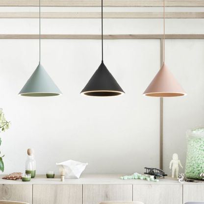 Morandi pendant lights in living room. Artistic lighting solutions.