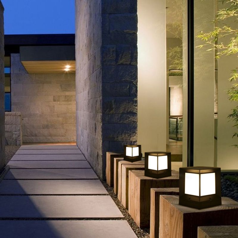 Riley Modern Simple Rectangle Metal Outdoor Floor Lamp
