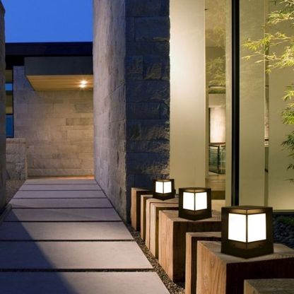 Riley Modern Simple Rectangle Metal Outdoor Floor Lamp