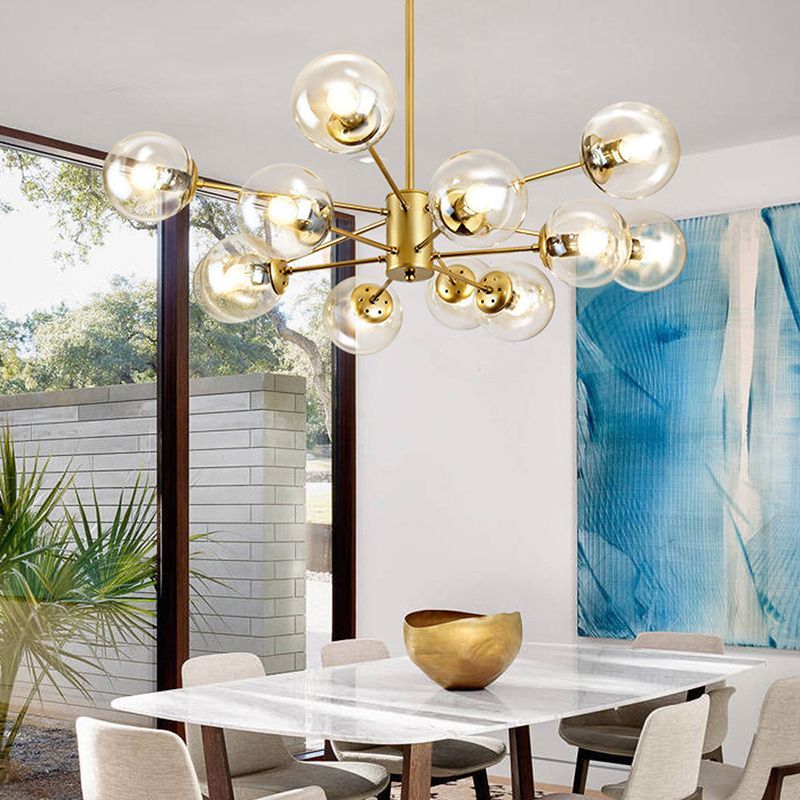 Dining room with Valentina gold glass pendant light