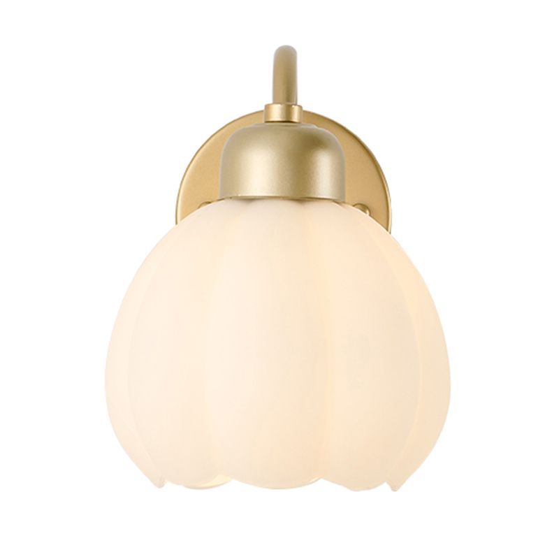 Ivory Lily Nordic flower wall lamp, glass shade, metal base