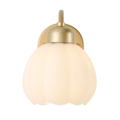 Ivory Lily Nordic flower wall lamp, glass shade, metal base