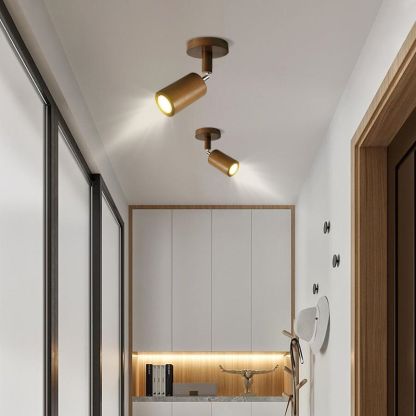 Ozawa wood spotlight in hallway, adjustable ceiling light