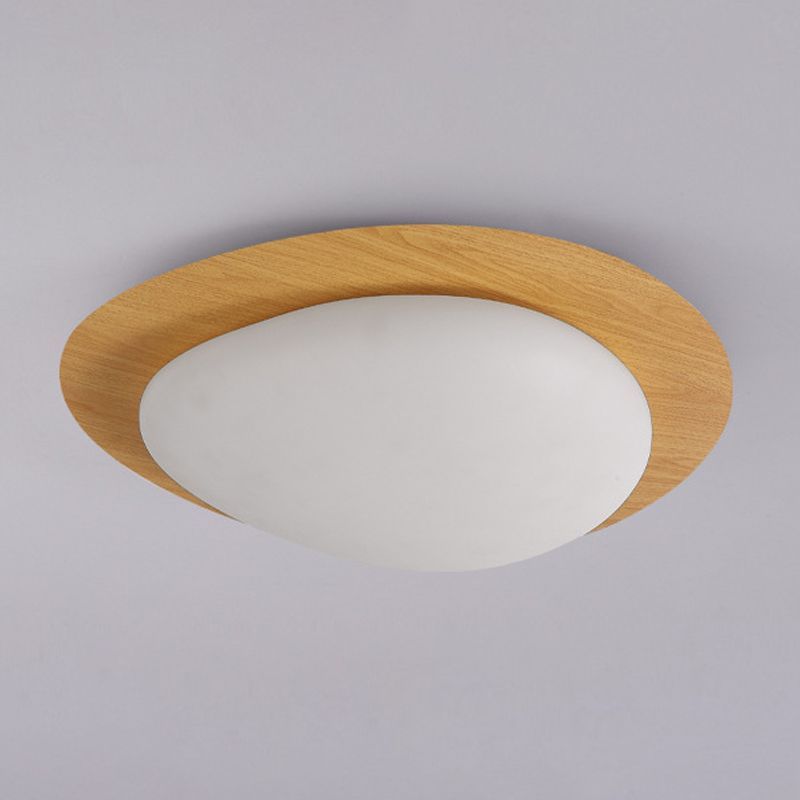 Quinn Flush Mount Ceiling Light with wooden trim