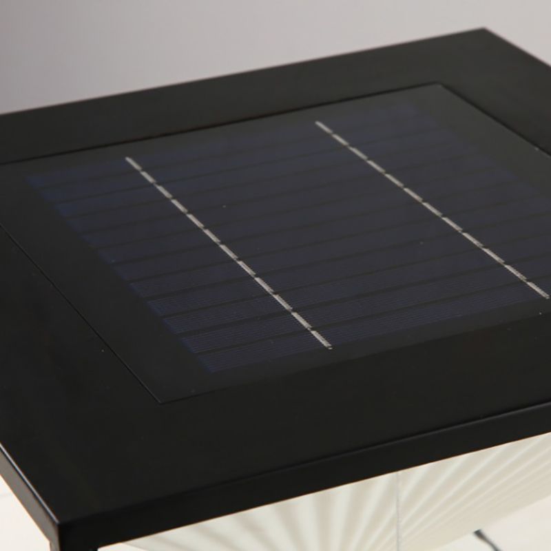 Riley Modern Pyramid Outdoor Pillar Light with Solar Panel Detail