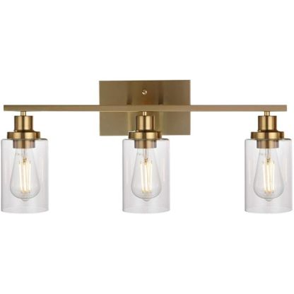 Alessio gold vanity light with clear glass shades Alessio Modern Mirror Front Vanity Wall Lamp Metal Glass