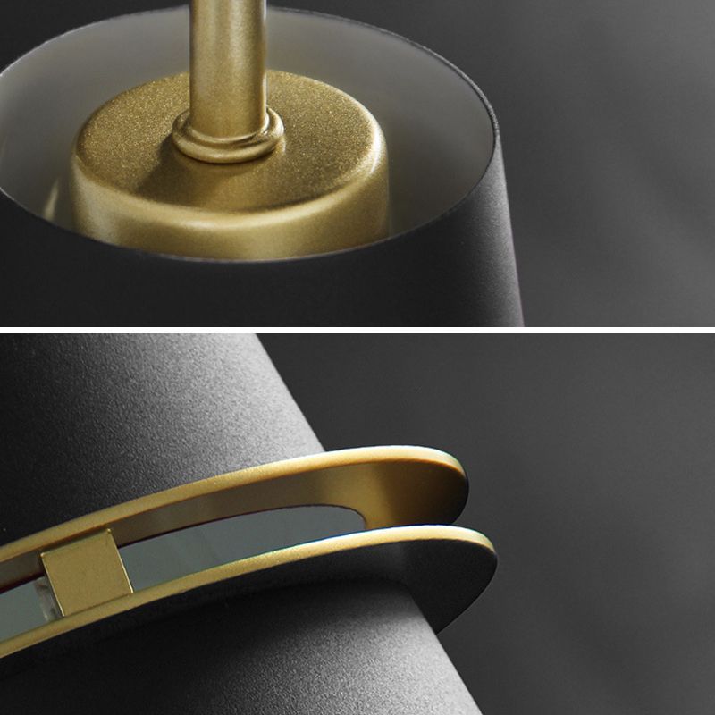 Close-up: Black Morandi metal wall lamp details.