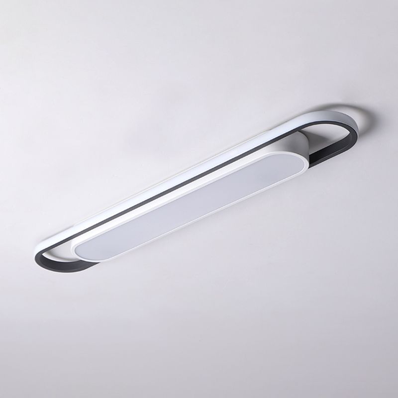 Quinn Minimalist Linear Ceiling Light, White and Black trim
