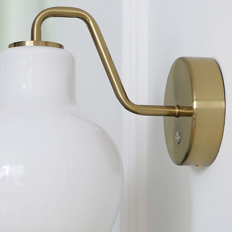 Lily Wall Lamp: Brass & Glass Vanity Light Lily Simple Dome Shape Vanity Wall Lamp, Metal/Glass