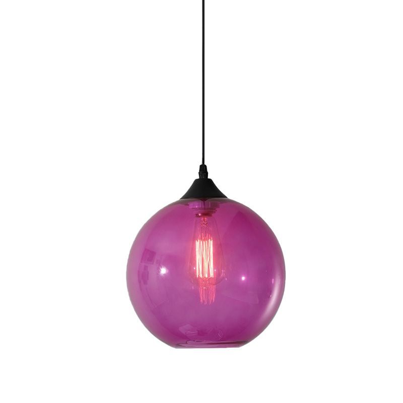 Purple Hailie Glass Globe Pendant Light