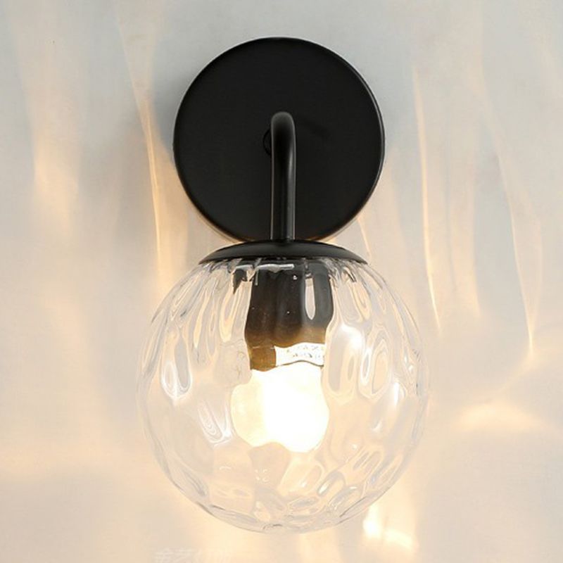 Valentina Vintage Bubble Wall Lamp - Glass shade and black metal