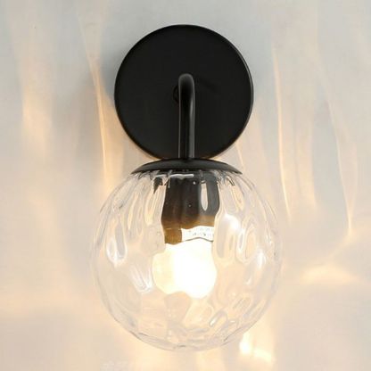 Valentina Vintage Bubble Wall Lamp - Glass shade and black metal
