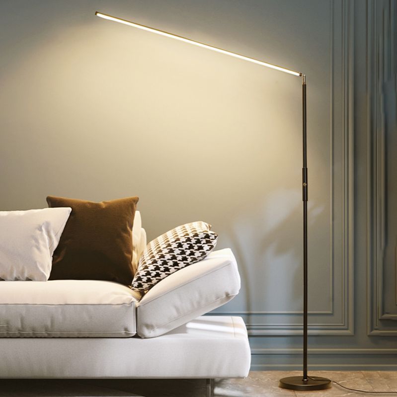 Modern Edge Linear Floor Lamp illuminating living room