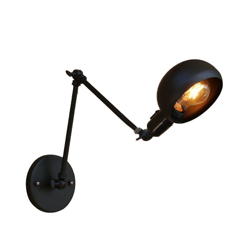 Las Sola Brady Wall Lamp - Black Dome Adjustable Metal Light