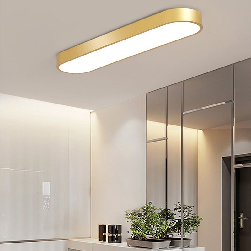 Gold Quinn Oval LED Ceiling Light in hallway