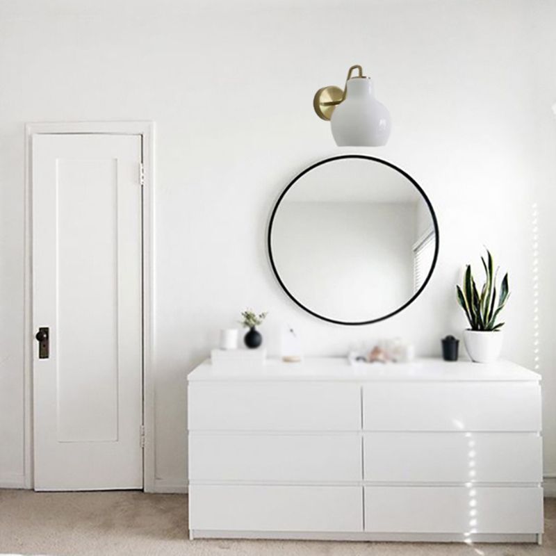 Lily Wall Lamp: Vanity lighting in modern bedroom. Lily Simple Dome Shape Vanity Wall Lamp, Metal/Glass