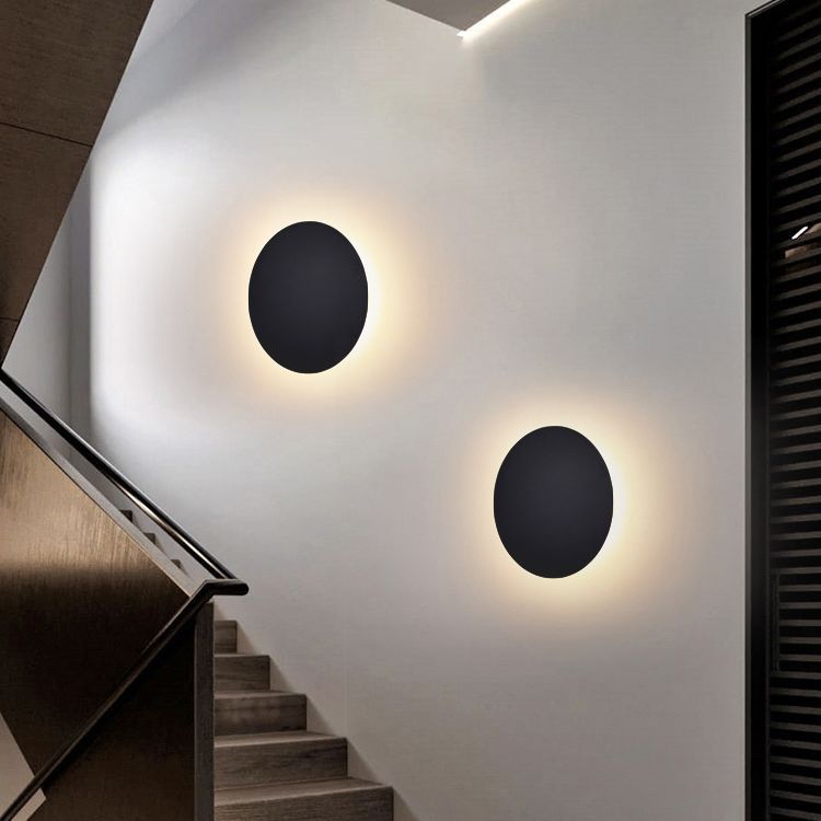 Orr Modern Round Wall Mounted Lamp, Metal, Bedside/Living Room