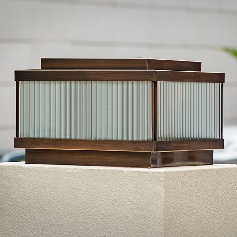 Riley Modern Metal Outdoor Pillar Light with Glass Panels