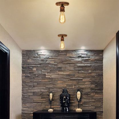 Hallway with Retro Vintage Bulb Ceiling Lights