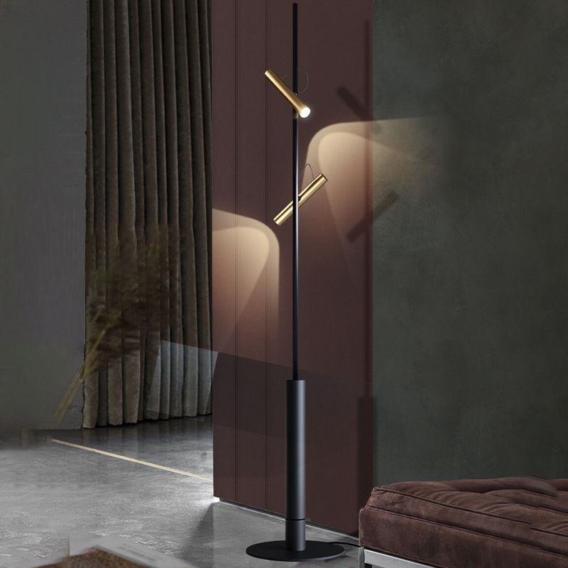Freja Modern Linear Floor Lamp illuminating room, modern lighting fixture