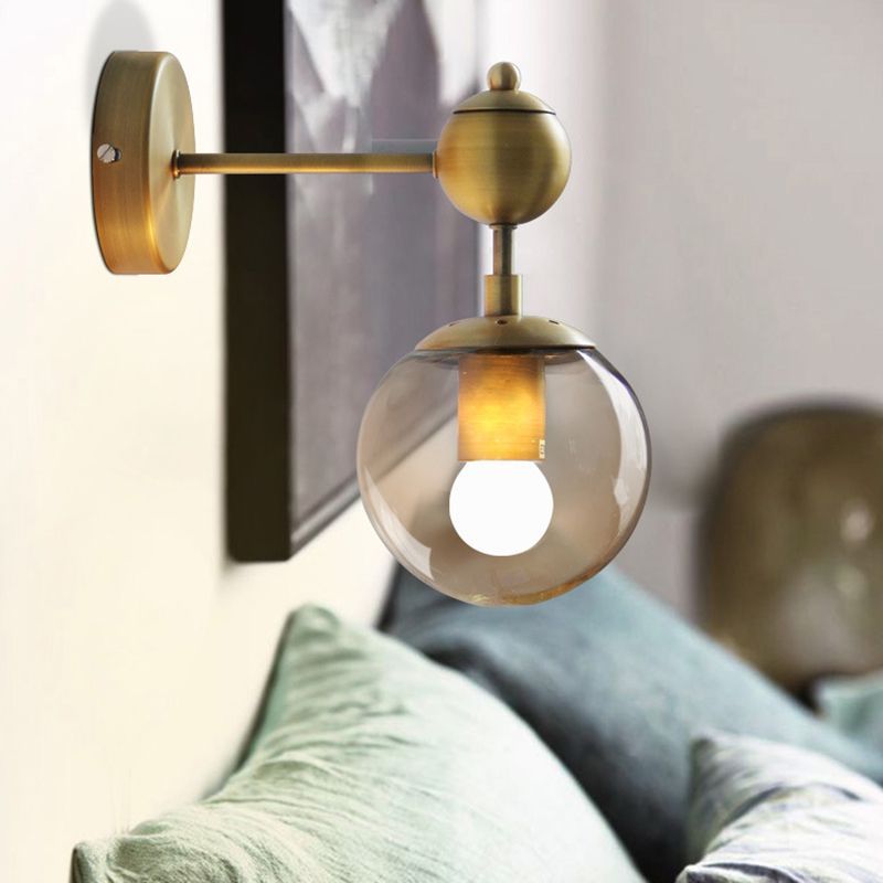 Gold Globe Glass Wall Lamp - Bedroom Lighting Fixture