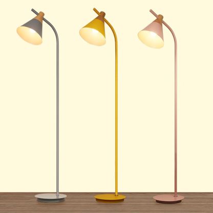 Morandi floor lamps: gray, yellow, pink metal shades