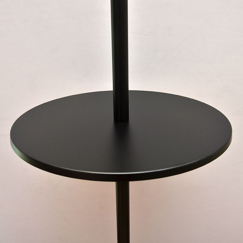 Alessio black metal floor lamp side table
