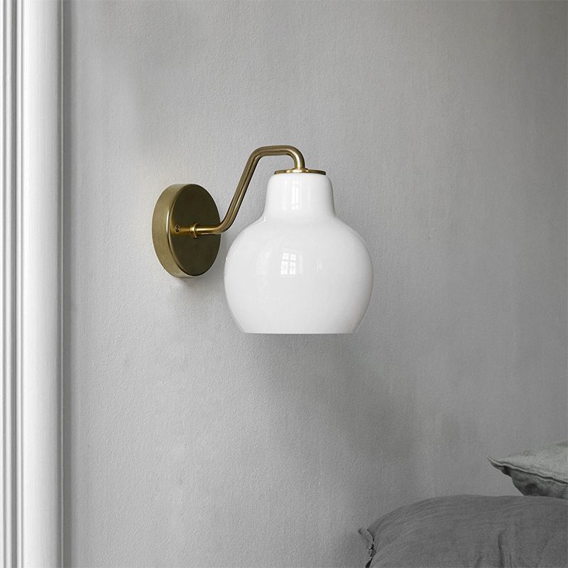 Lily Wall Lamp: Glass dome vanity light, bedroom lighting Lily Simple Dome Shape Vanity Wall Lamp, Metal/Glass