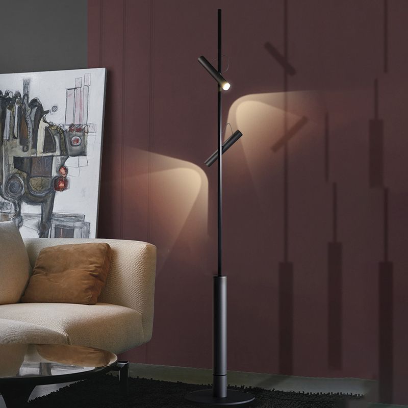 Freja double head modern floor lamp illuminating living room