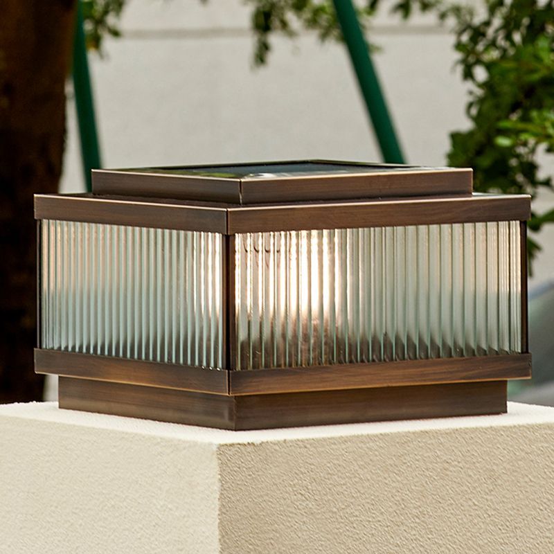 Riley Metal Outdoor Pillar Light with Solar Panel