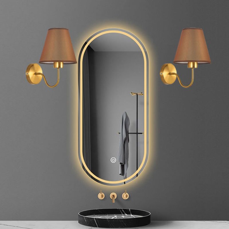 Eryn Nordic Fabric Metal Vanity Wall Lamp in bathroom setting