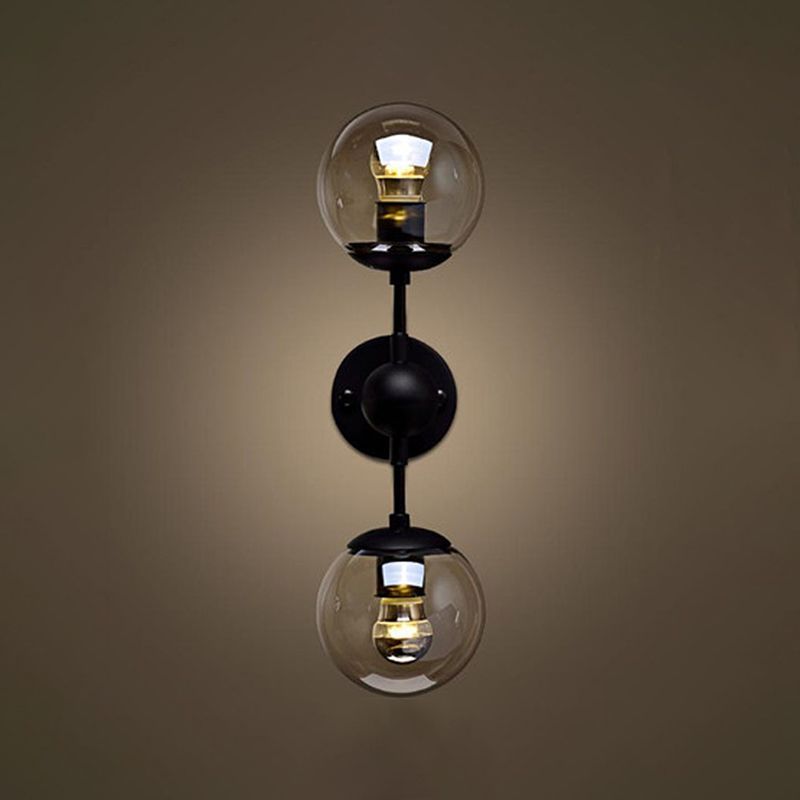 Black Valentina Globe Wall Light - Glass Bedroom Lamp