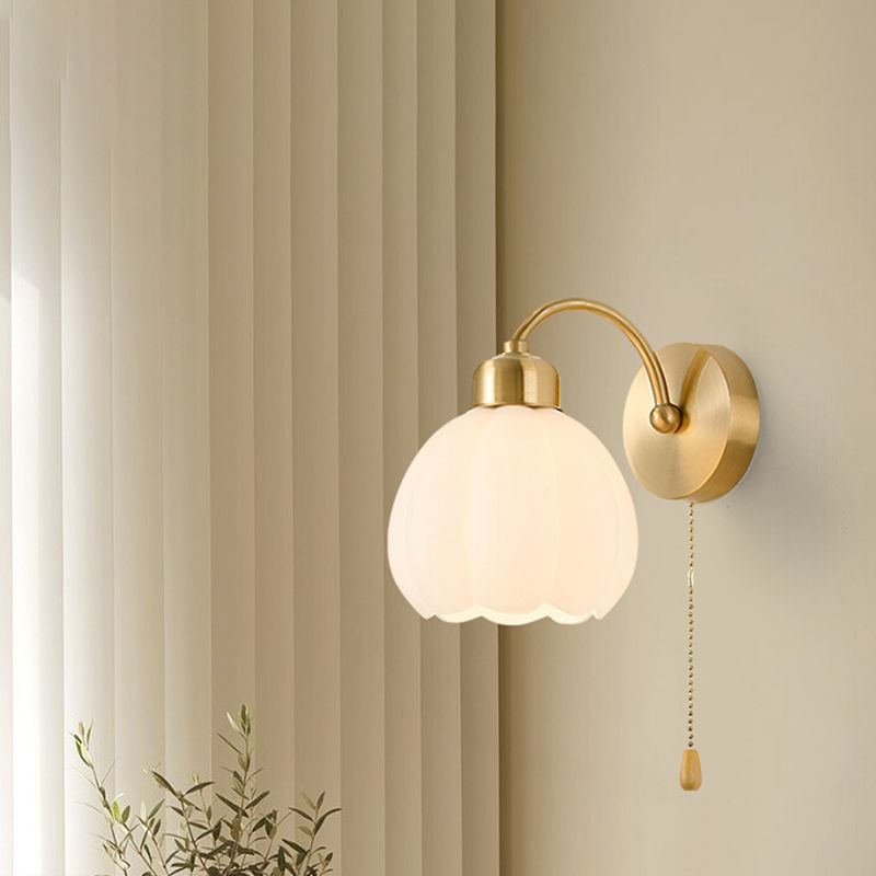 Ivory Lily Nordic flower wall lamp, bedroom lighting