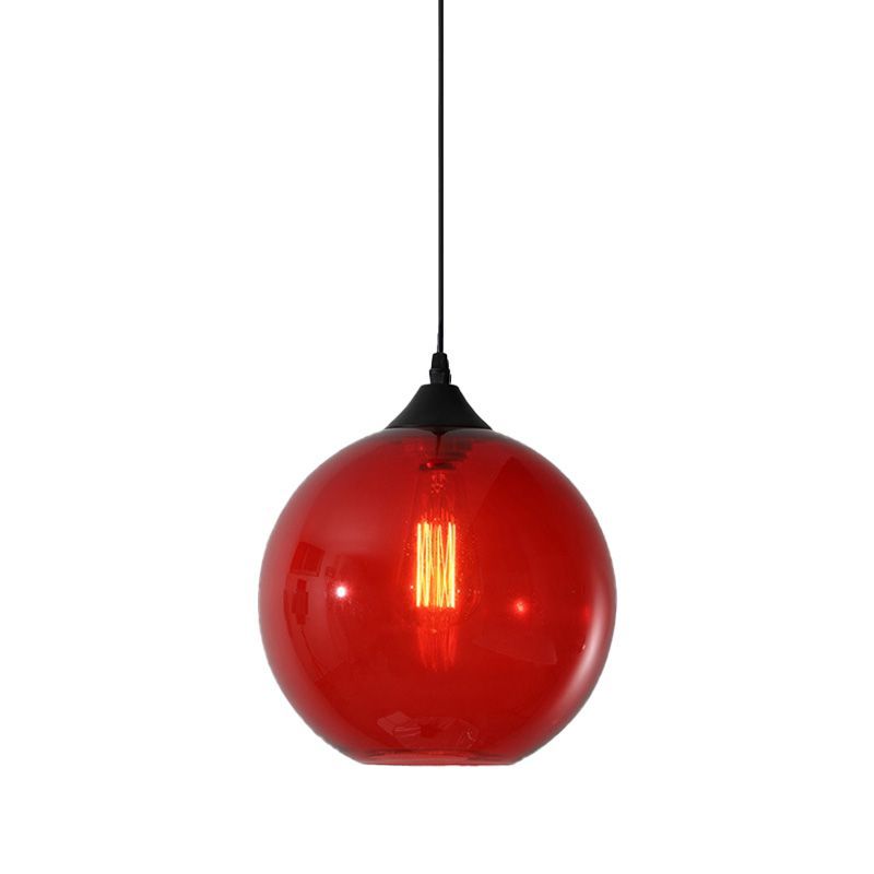Red glass globe pendant light Hailie