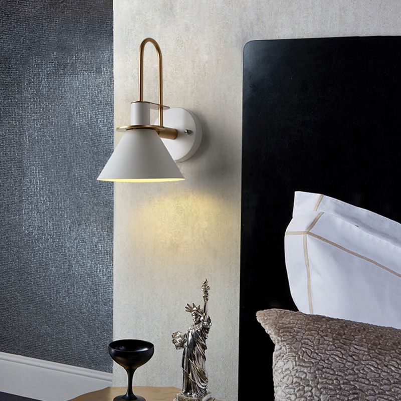 White Morandi Horn Shape Wall Lamp in bedroom setting