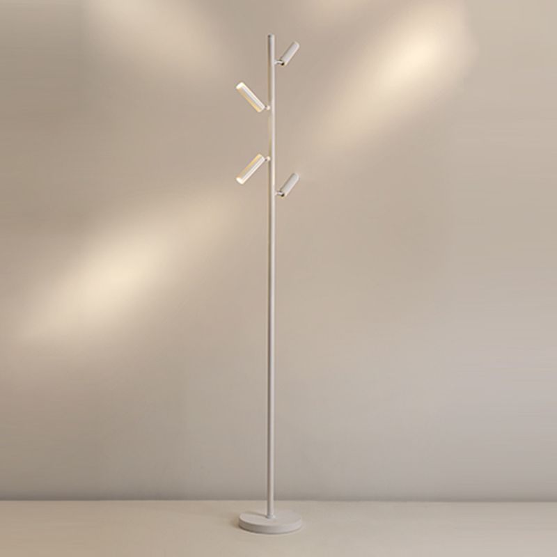 Modern multi-head floor lamp, white finish. Las Sola lighting solutions.