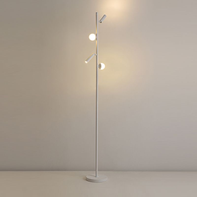 Cooley Modern Multi-Head Floor Lamp: White Finish