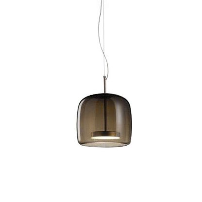 Smoky gray glass pendant light for kitchen lighting Minimalist Cylindrical Metal/Glass Pendant Light, Kitchen