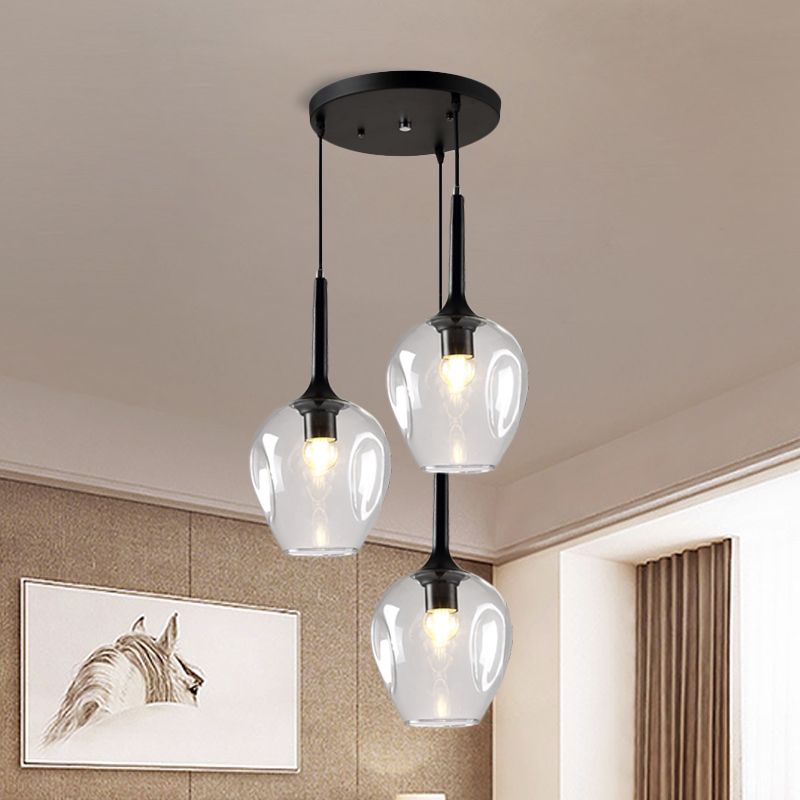 Valentina Nordic pendant light. Clear glass cluster fixture.