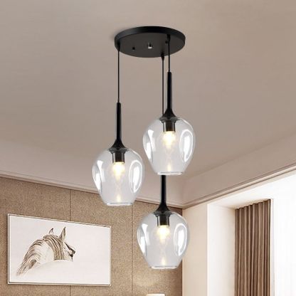 Valentina Nordic pendant light. Clear glass cluster fixture.