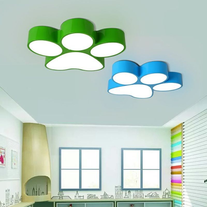 Modern Dog Paw Ceiling Lights in Green and Blue