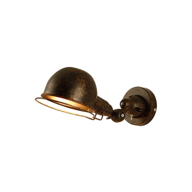 Rustic black metal Alessio wall lamp, adjustable dome light
