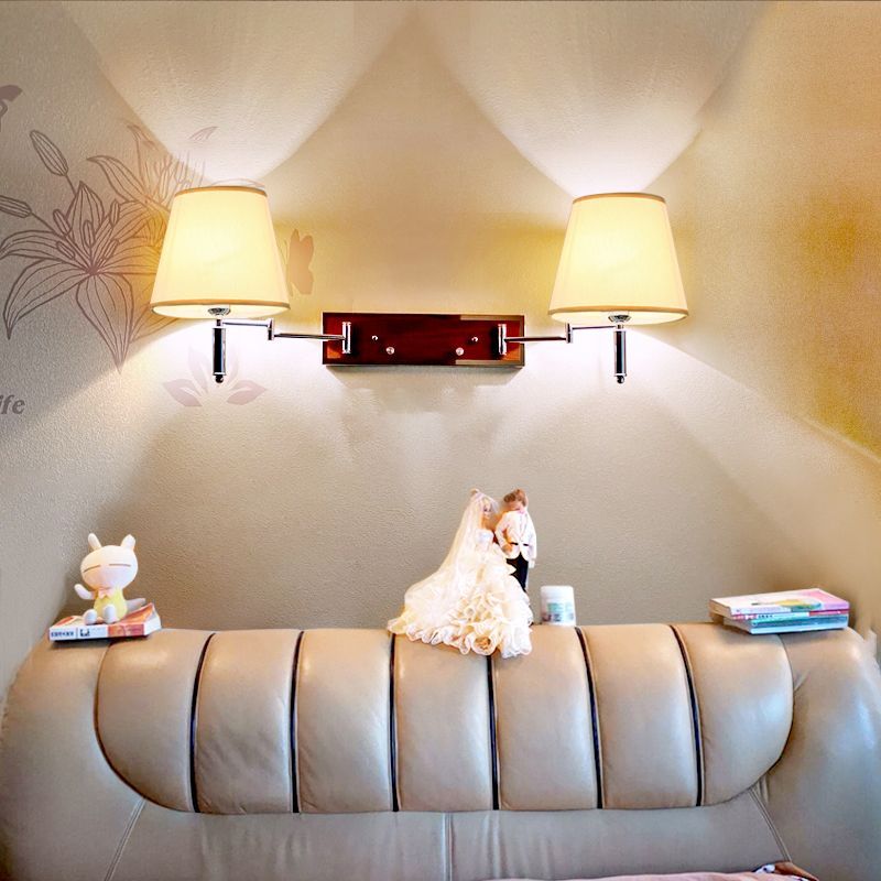 Carins Dual Head Fabric Wall Lamp in Bedroom